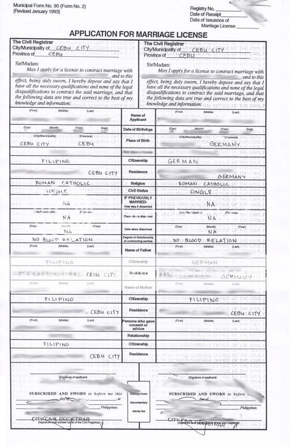 getting married in the philippines pinays in germany pa marriage license application form
